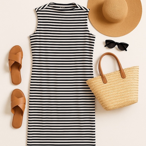 Kate Spade Broome Street Striped Sheath OfficeCore Dress Quiet Luxury Classic M - Picture 2 of 8